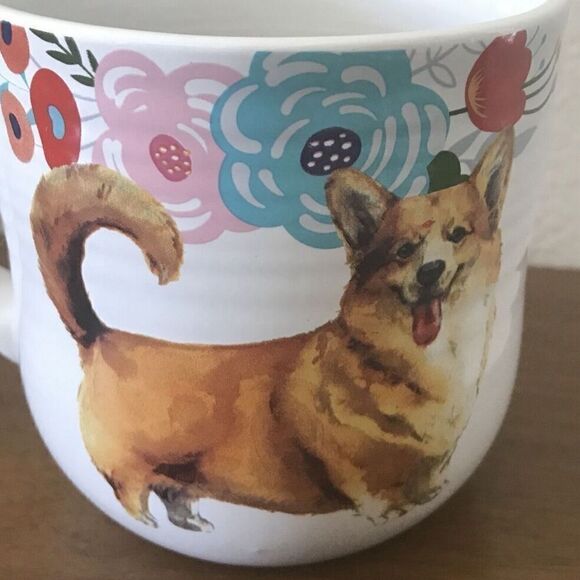 Hey Corgeous! Corgi Dog Puppy Coffee Tea Mug 
White Multicolor Floral Gift Idea - Picture 2 of 7